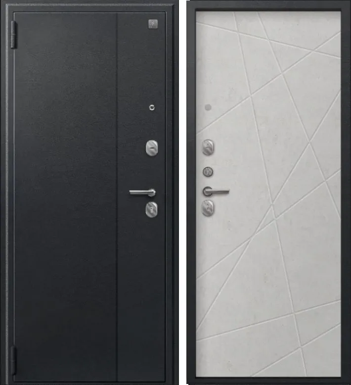 Фото Дверь A-03 черный сатин - бетон светлый DIS007330